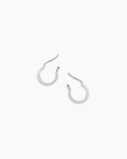 925 Sterling Silver Shimmer Huggies Earrings 8