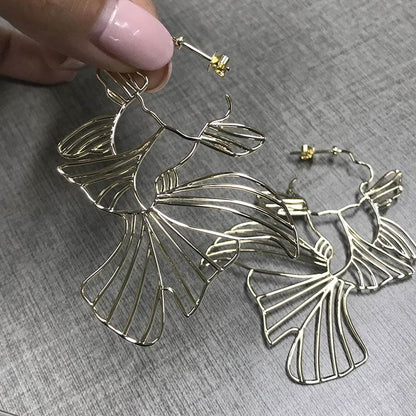 925 Sterling Silver Yellow Gold Unique Goldfish Design Drop Earrings