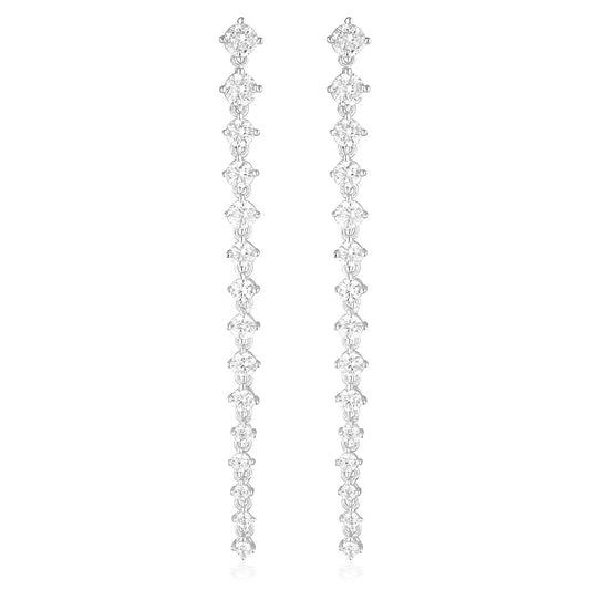 925 Sterling Silver Cerene Round Cut Cubic Zirconia Drop Earrings 1