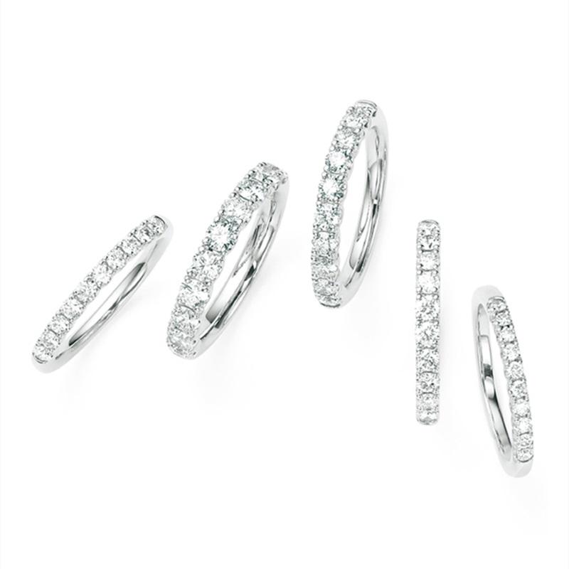 925 Sterling Silver Gold Round Cut CZ Half Eternity Band