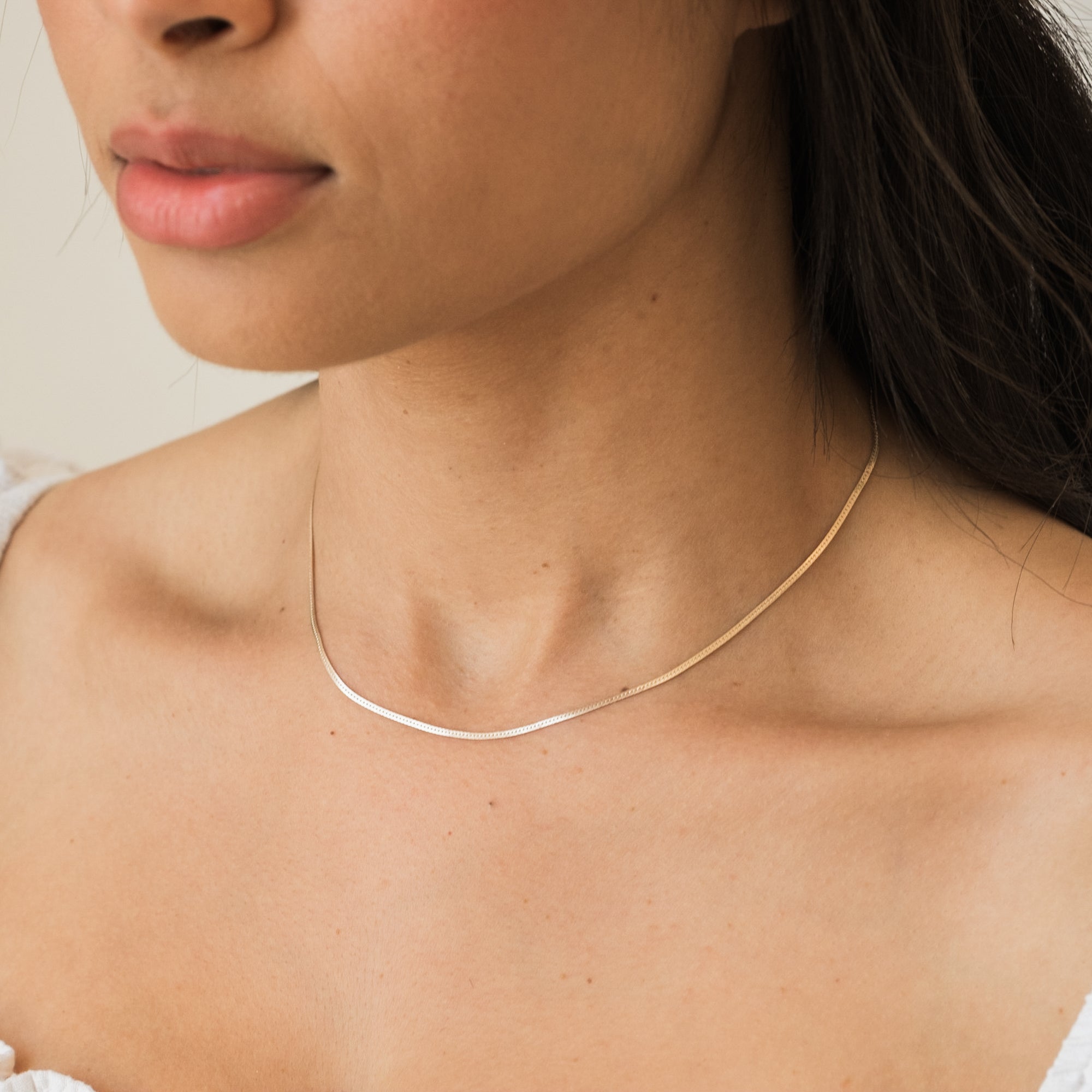 925 Sterling Silver Dainty Herringbone Necklace 2