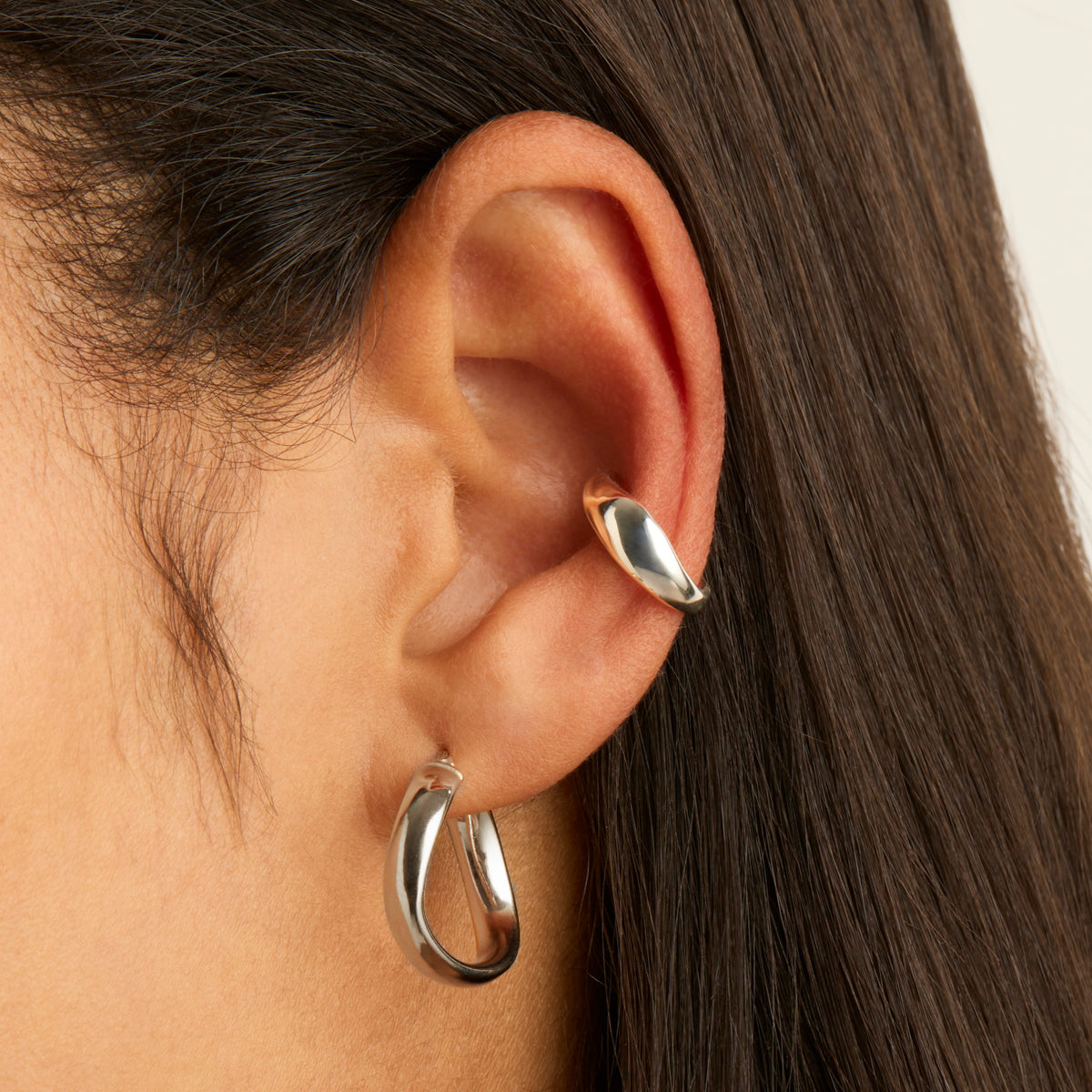 5mm Tidal Ear Cuff Silver Earring 3