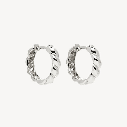 4mm Zippy Twist Huggie Silver Earring 1