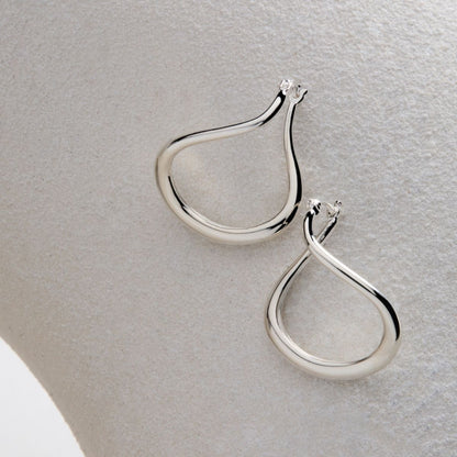 23mm Wave Hoop Silver Earring 3