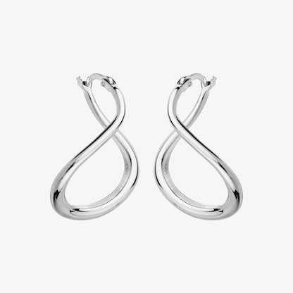 23mm Wave Hoop Silver Earring 1