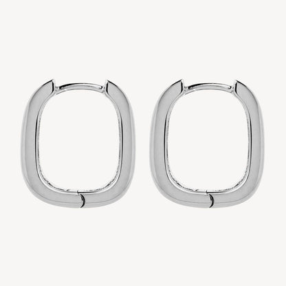 Elysium Huggie Hoop Oval Straight Silver Earring 4