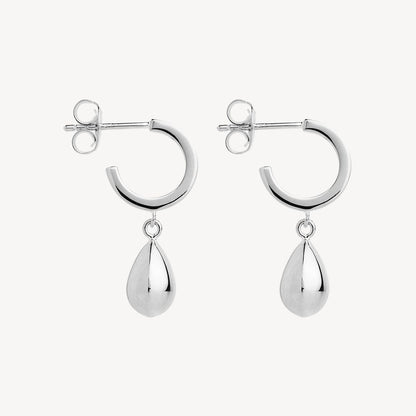 Misty Puffed Water-Inspired Droplet Charms Silver Earrings 4