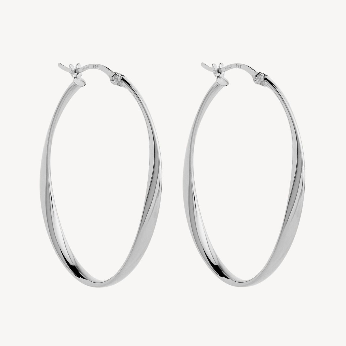 Cinta Large Hoop Oval Shape Silver Earring 1