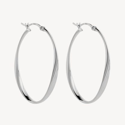 Cinta Large Hoop Oval Shape Silver Earring 1