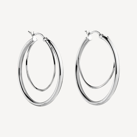 2.5mm Whirlpool Hoop Silver Earring 1