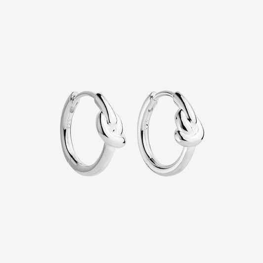 2mm Nature’s Knot Huggie Silver Earrings 1