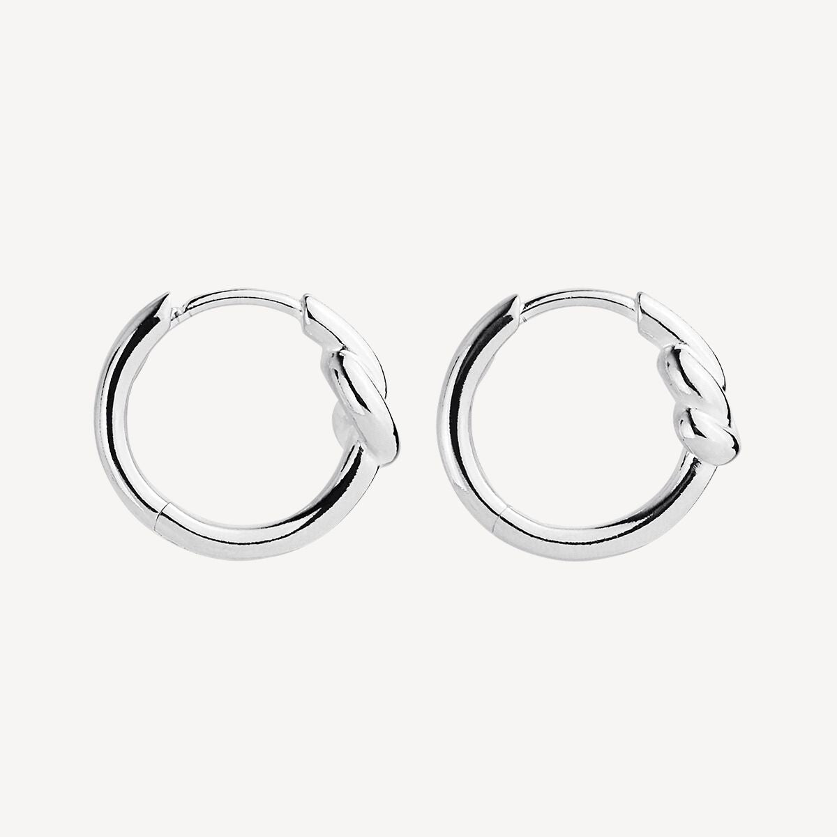 2mm Nature’s Knot Huggie Silver Earrings 4