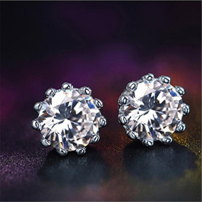 925 Sterling Silver Round Cut Cubic Zirconia Stud Earrings