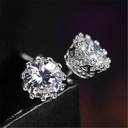 925 Sterling Silver Round Cut Cubic Zirconia Stud Earrings