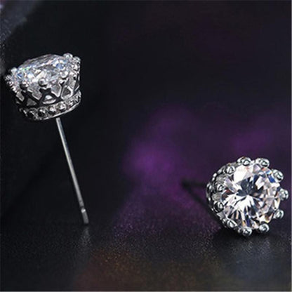 925 Sterling Silver Round Cut Cubic Zirconia Stud Earrings