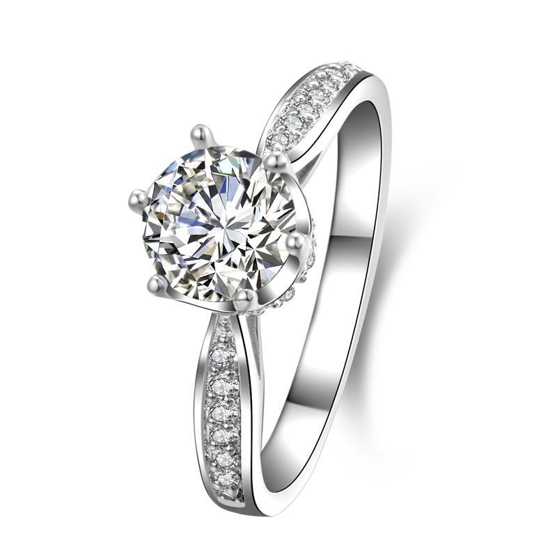 925 Sterling Silver High Setting Round CZ Ring