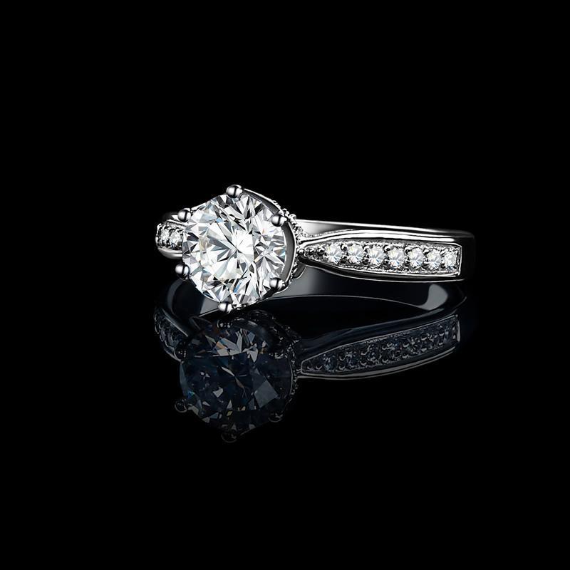 925 Sterling Silver High Setting Round CZ Ring