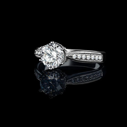 925 Sterling Silver High Setting Round CZ Ring