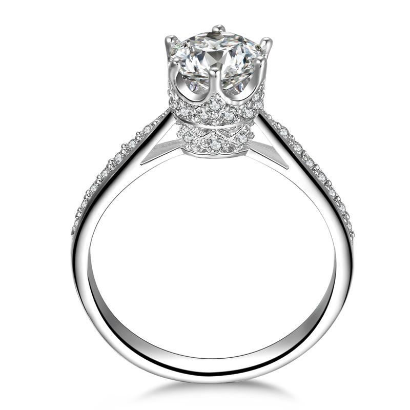 925 Sterling Silver High Setting Round CZ Ring