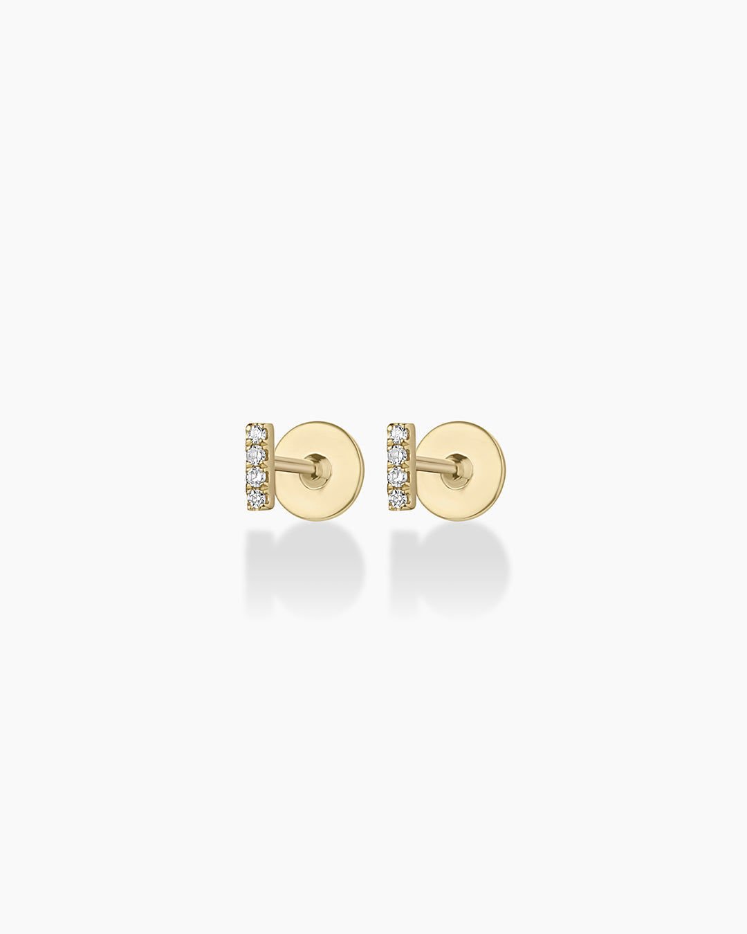 925 Sterling Silver Diamond Pavé Bar Flat Back Studs 1