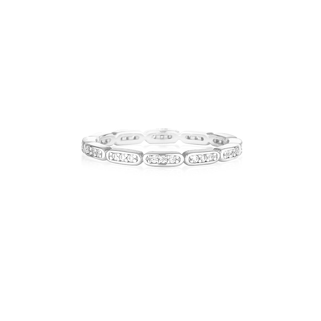 925 Sterling Silver Faye Round Cut Cubic Zirconia Wedding Band 1