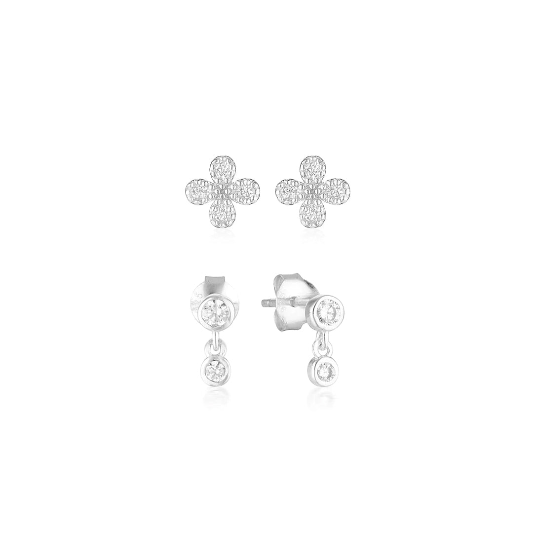 925 Sterling Silver Flora Earring Set 1