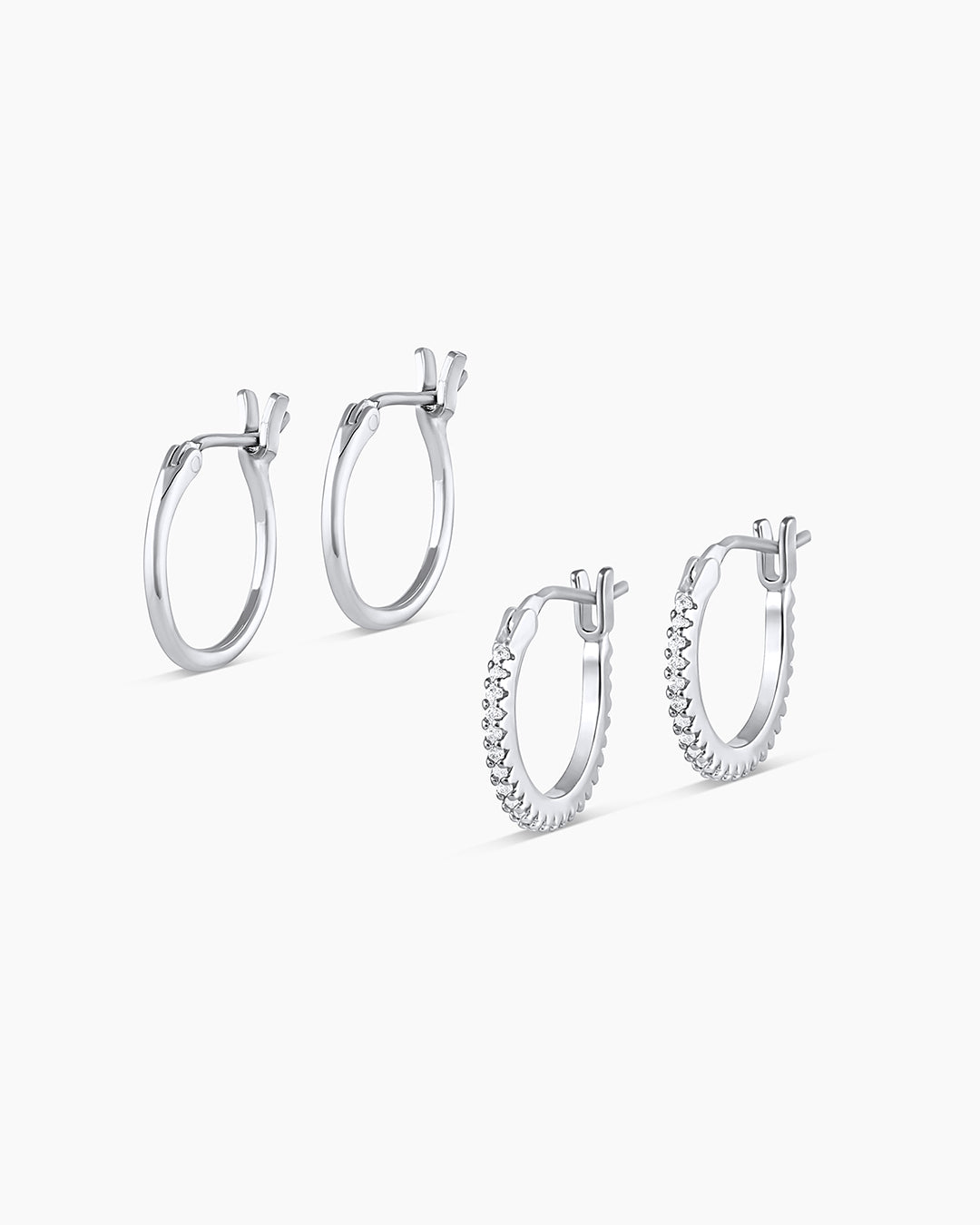 925 Sterling Silver Classic Huggie Set Earrings 5