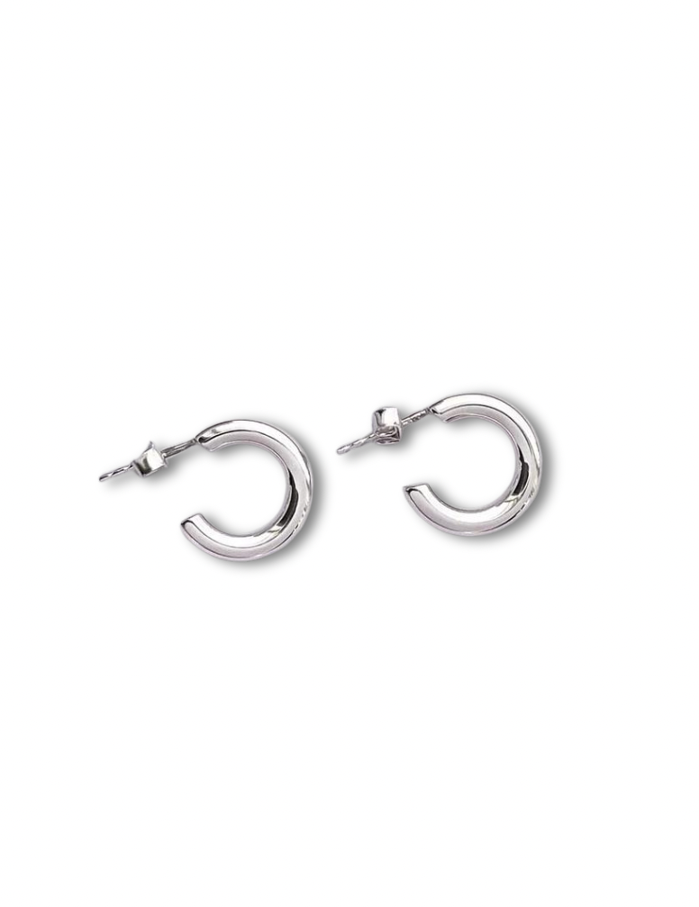 925 Sterling Silver Chunky Hoops Earrings, silver small 1