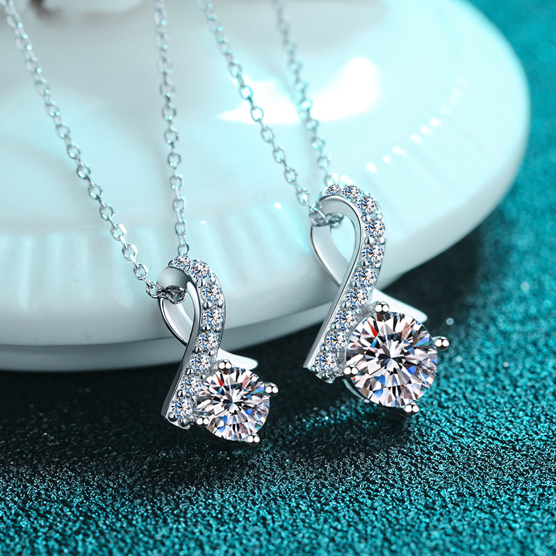 925 Sterling Silver Round Cut CZ Pendant Necklace