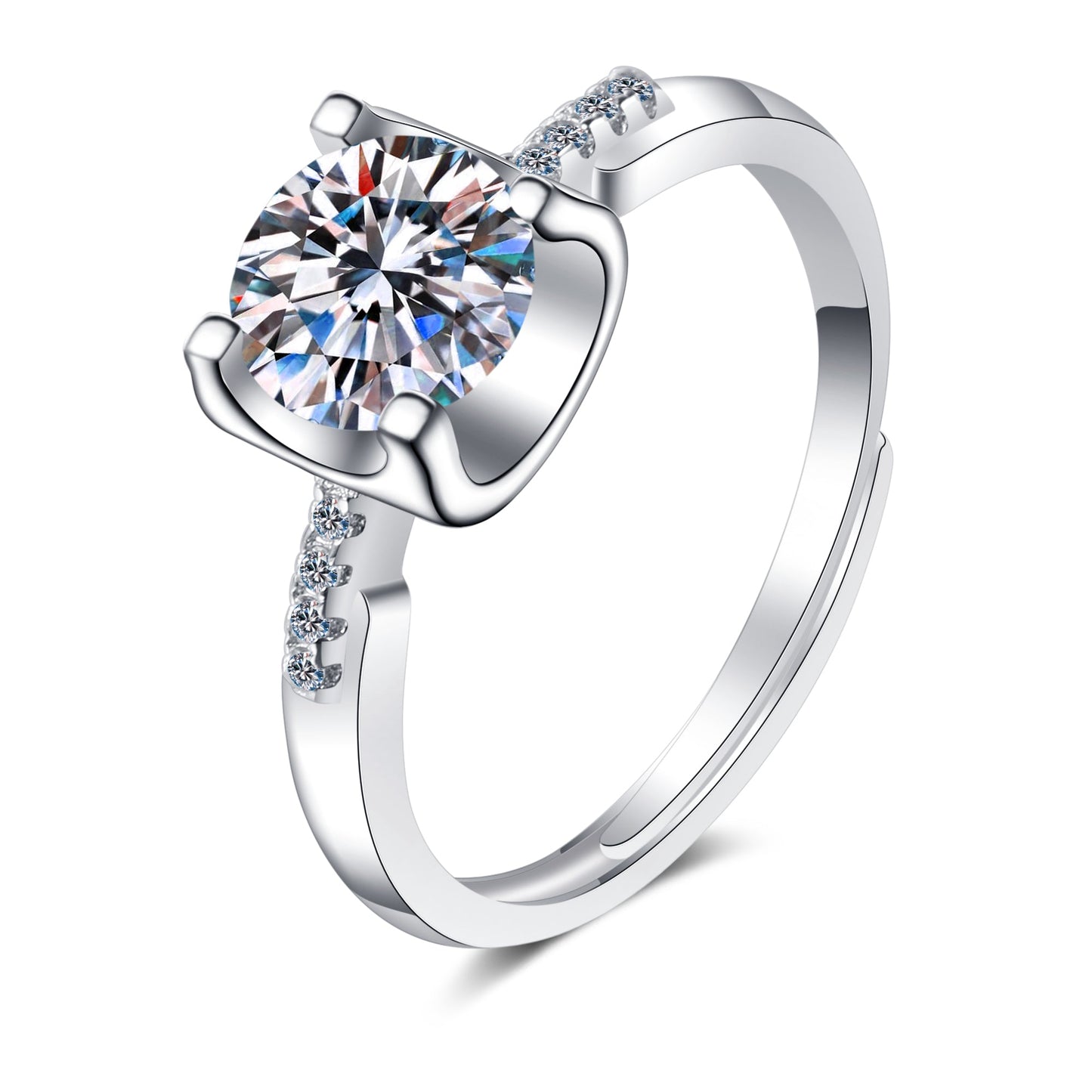 925 Sterling Silver Round Cut 1.0 CT CZ Ring