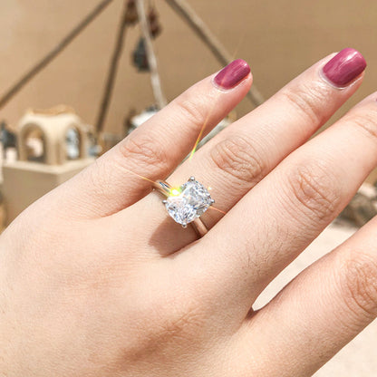 925 Sterling Silver Cushion Cut CZ Solitaire Ring