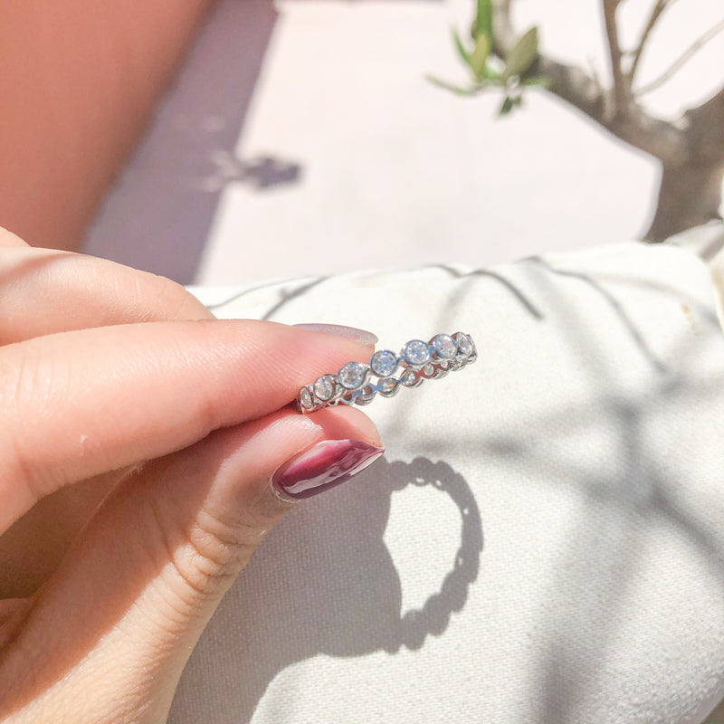 925 Sterling Silver Round CZ Full Eternity Band