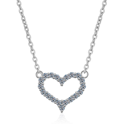 925 Sterling Silver Round Cut CZ Heart-shaped Necklace