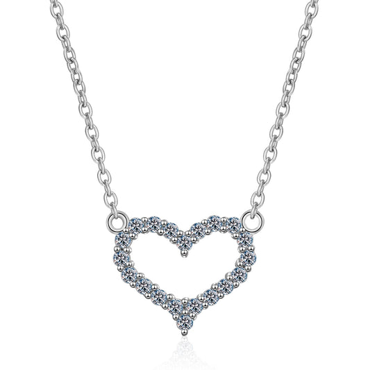 925 Sterling Silver Round Cut CZ Heart-shaped Necklace