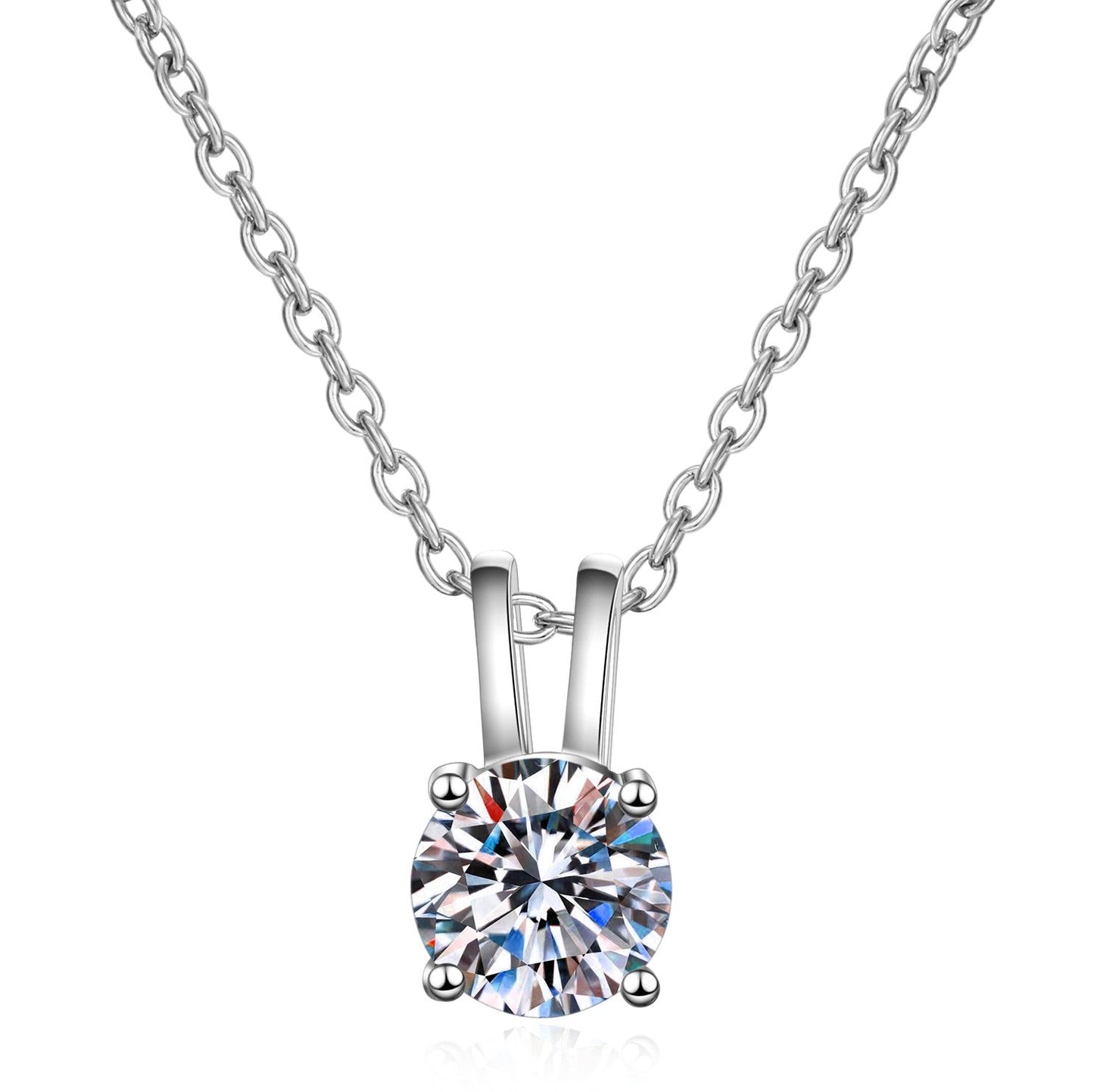 925 Sterling Silver Round Cut CZ Pendant Necklace