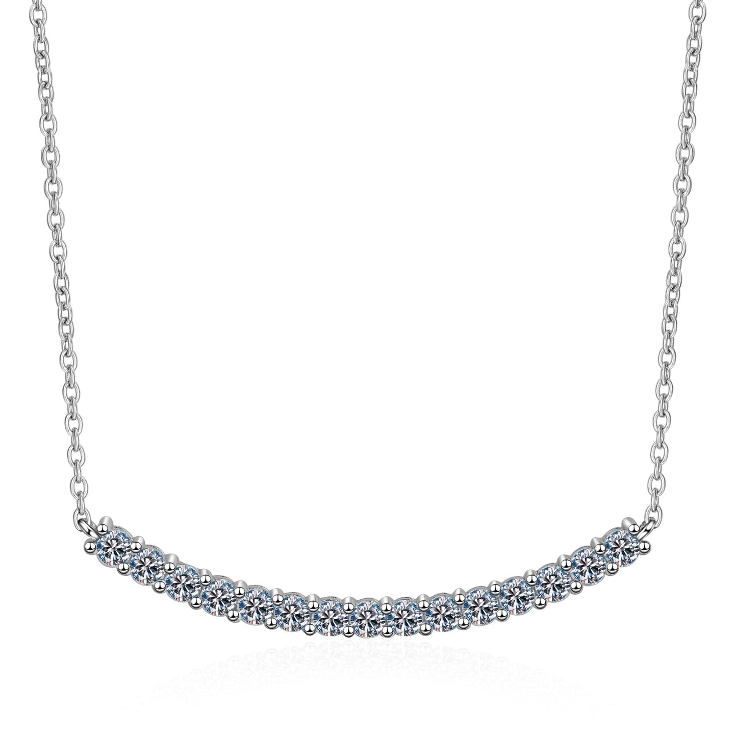 925 Sterling Silver Round Cut CZ Arc Row Necklace