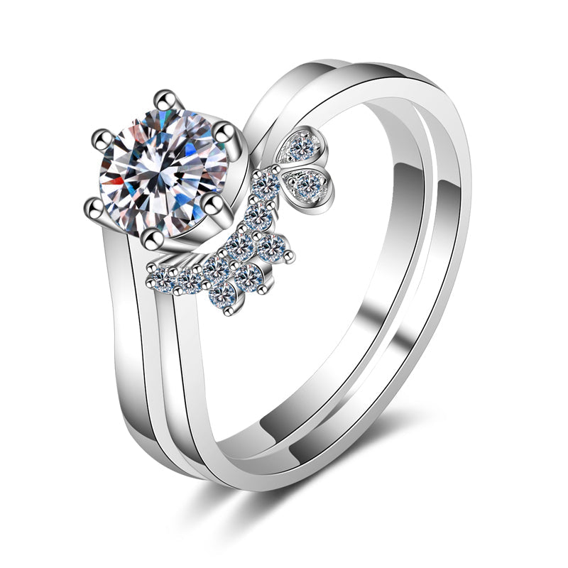 925 Sterling Silver Round Cut CZ Bridal Ring