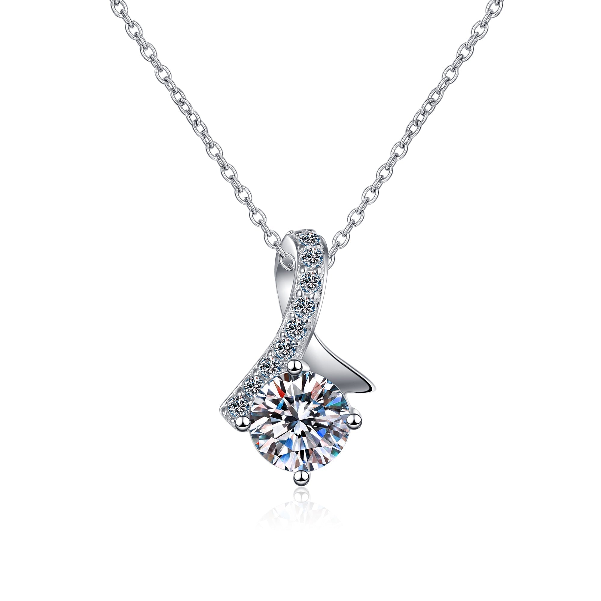 925 Sterling Silver Round Cut CZ Pendant Necklace