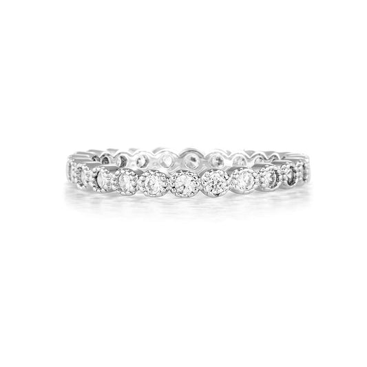 925 Sterling Silver Grace Round Cut Cubic Zirconia Engagement Band 1