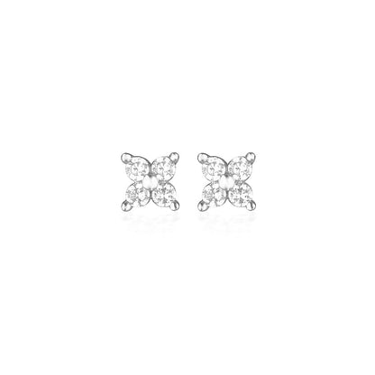 925 Sterling Silver Iris Round Cut Cubic Zirconia Earrings 1