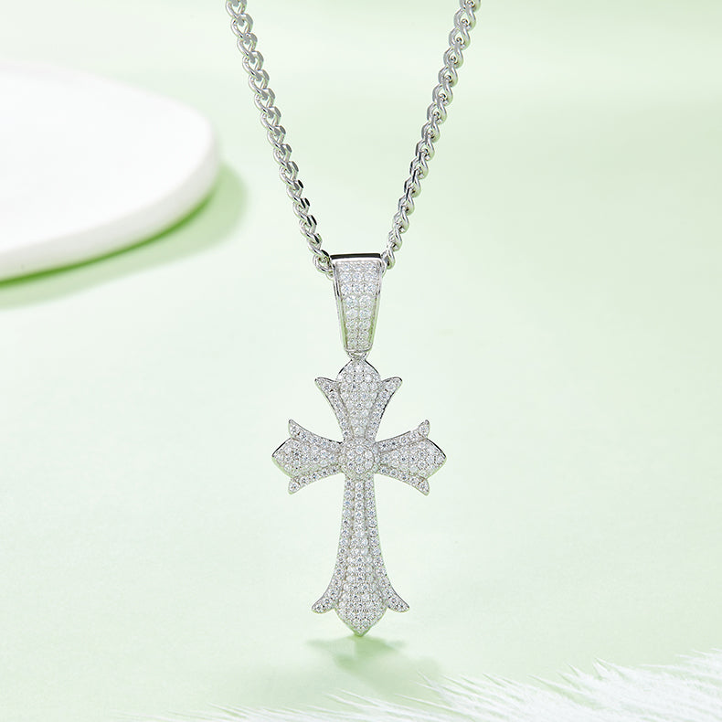 925 Sterling Silver Vintage Cross pendant + Side Chain 3