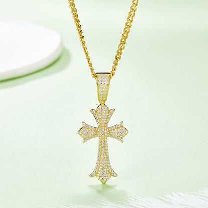 925 Sterling Silver Vintage Cross pendant + Side Chain 4