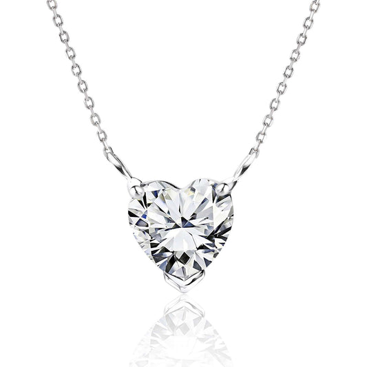 925 Sterling Silver Heart Cut Necklace