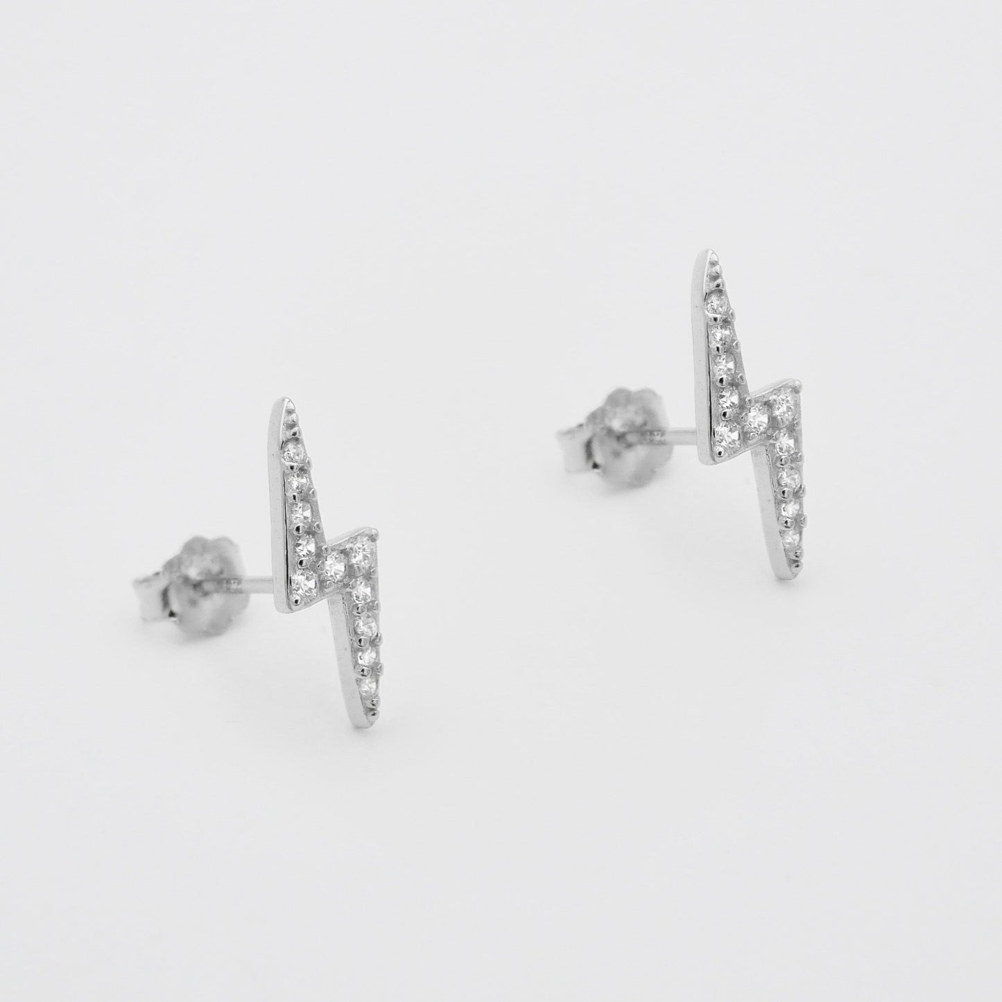 925 Sterling Silver Lightning Bolt Stud Earrings 3