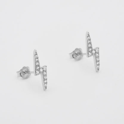 925 Sterling Silver Lightning Bolt Stud Earrings 3