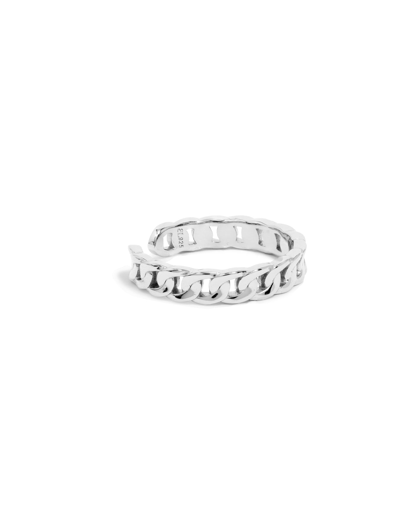 Sterling Silver Curb Chain Ring: Urban Chic 5