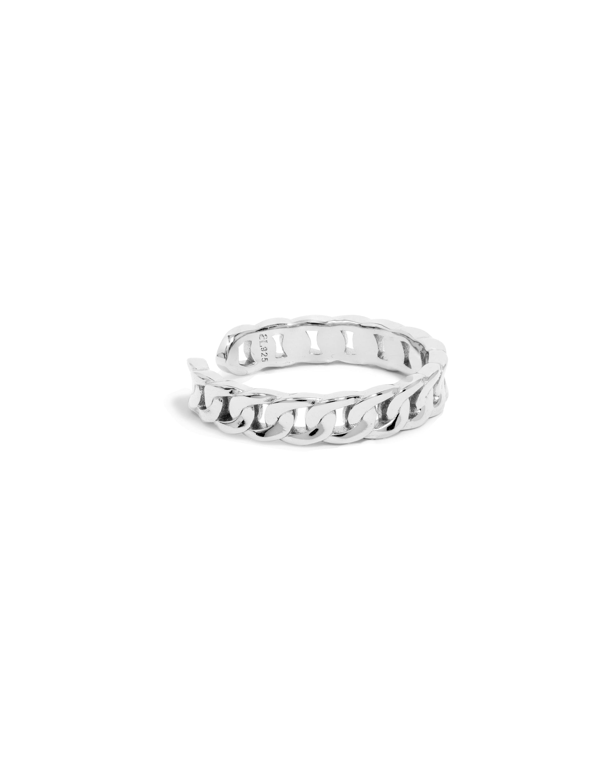 Sterling Silver Curb Chain Ring: Urban Chic 5