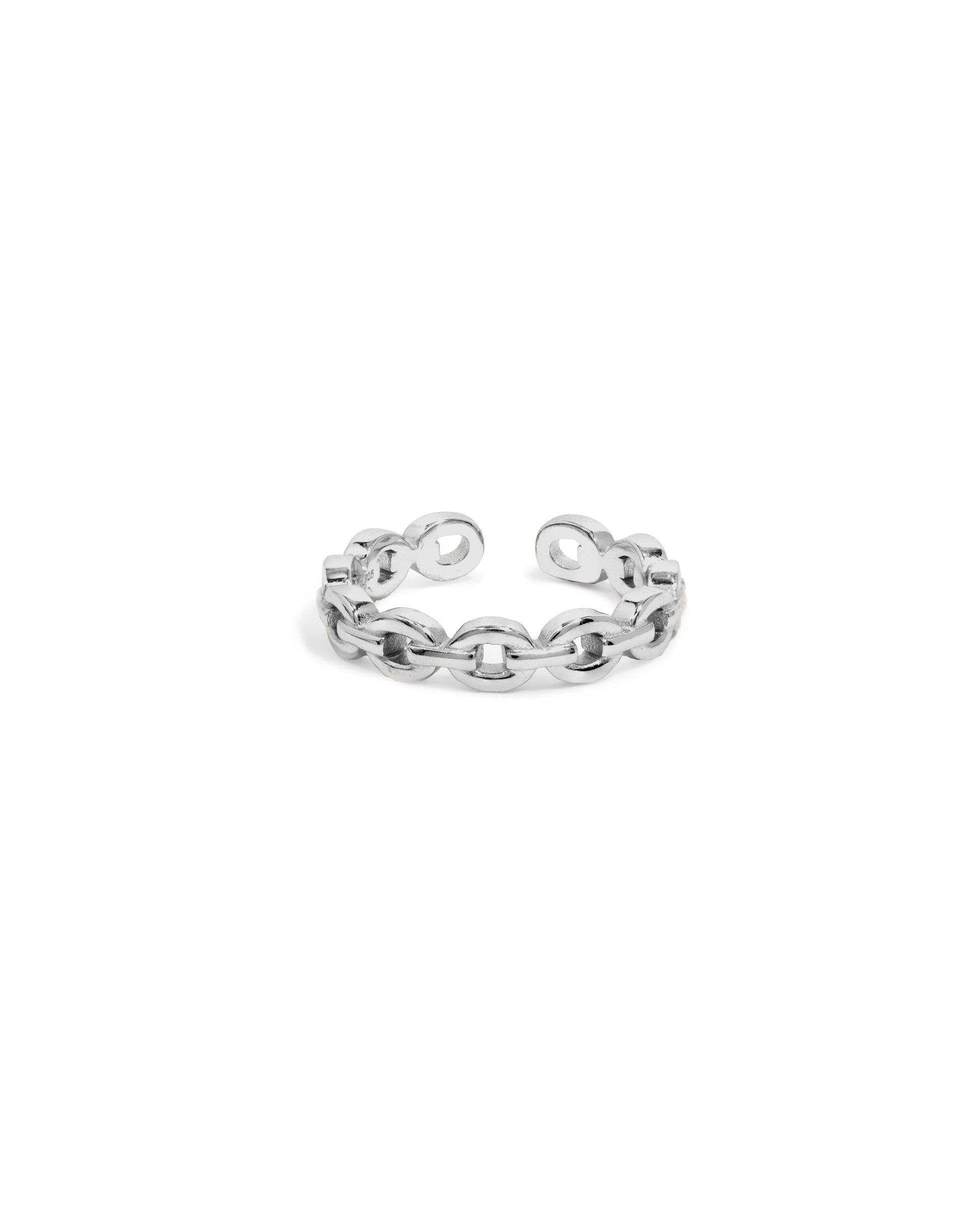 Sterling Silver Link Chain Ring: Elegant Connectivity 4