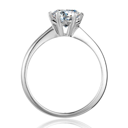 925 Sterling Silver Classic Round Cut CZ Solitaire Ring