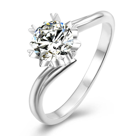 925 Sterling Silver Classic Round Cut CZ Solitaire Ring